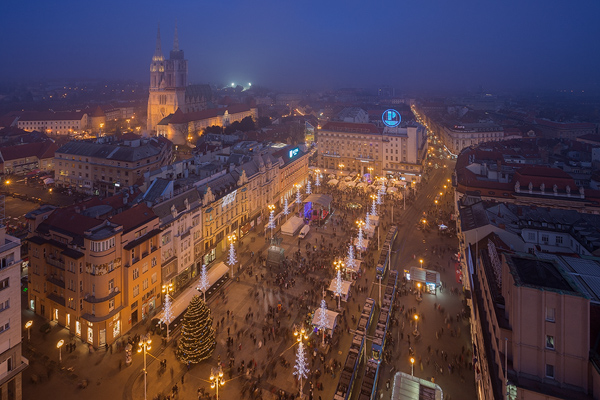 Zagreb city main square decorated during the Advent, Croatia