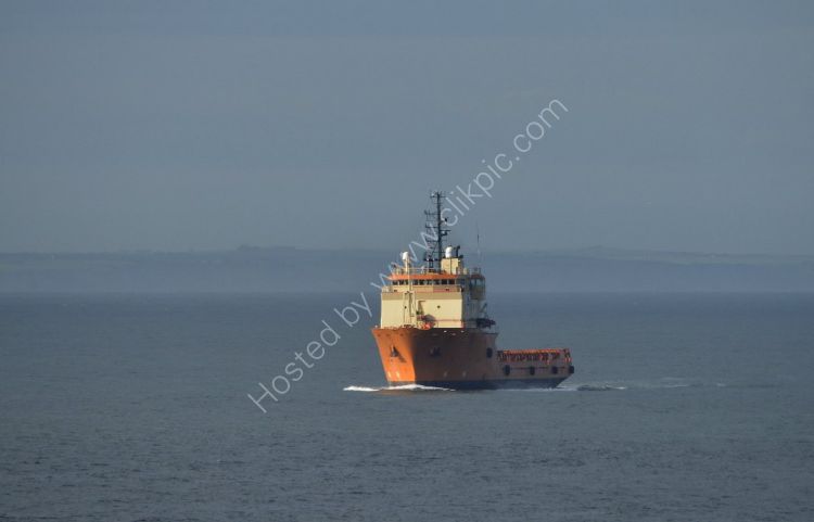 SCOTLAND - Supply Vessel approaching Aberdeen Harbour late afternoon