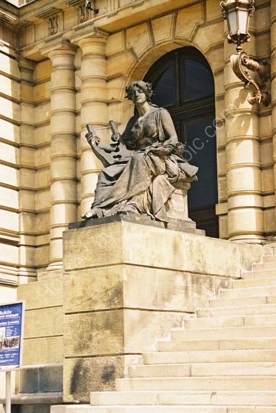 Statue at Entrance to Rudolfinum, Old Town, Prague