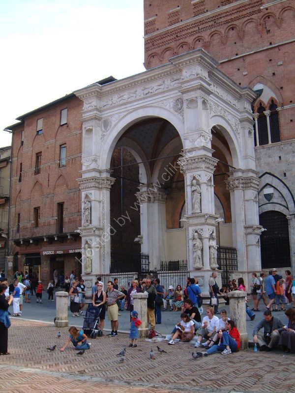 Entrance to Loggia della Mercanzia, Sienna, Tuscany