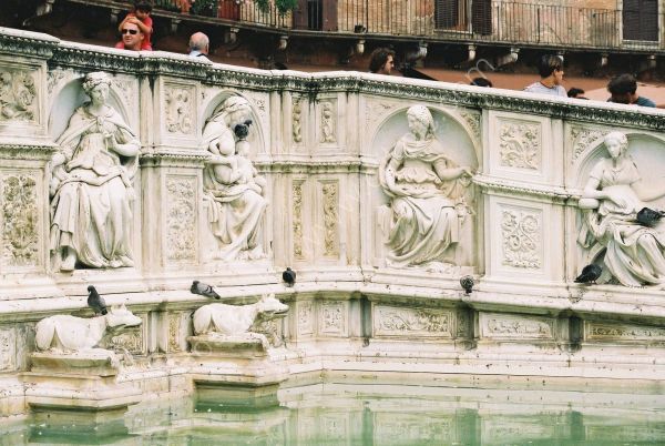 Detail on Fountain, Piazza del Campo, Sienna, Tuscany