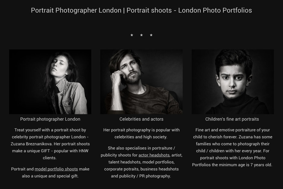 Portrait photographer London