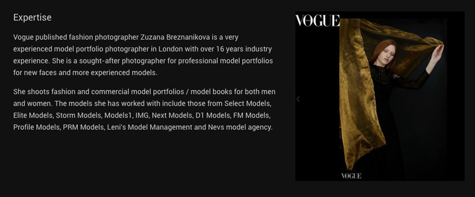 Model portfolio photographer London