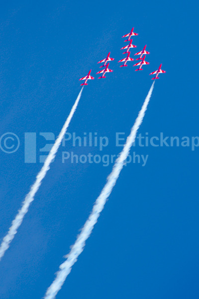 The Red Arrows RAF aerobatic display team.