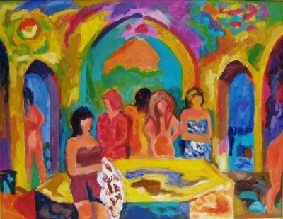 'Fiona in the Turkish Baths.'<br>
Oil on board, 2007