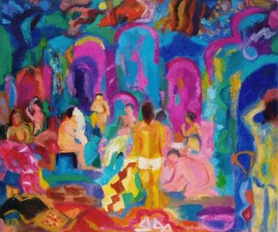 Women in the Turkish Baths<br>
Oil on canvas<br>
96cm x 72cm