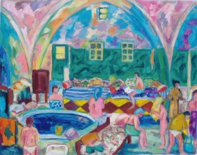 'Women in the Rest Area of the Baths.'<br>
Oil on canvas