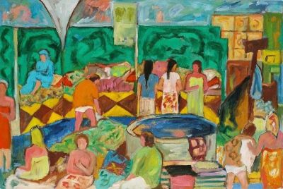 'Women undressing in the Baths.'<br>
Oil on canvas