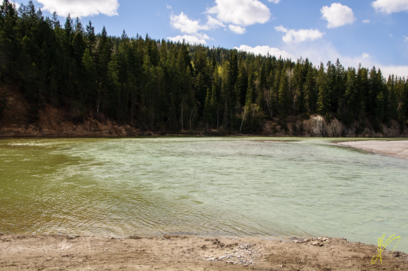 Columbia River (L), Kicking Horse River (R) Confluence Park, Golden.