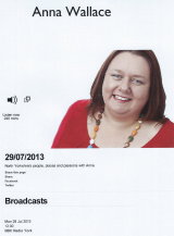 JULY 2013 - RADIO YORK INTERVIEW WITH ANNA WALLACE