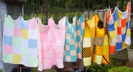Knitting squares for children's blankets