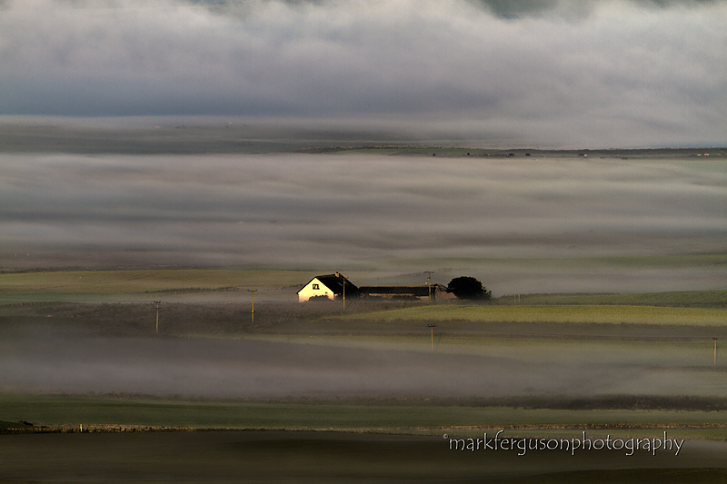 Lone cottage in haar