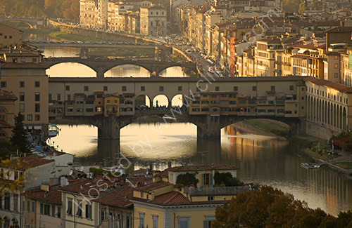 Famous Ponte Vecchio bridge over the river Arno Florence