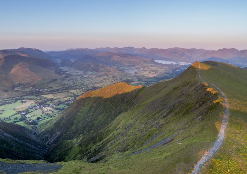 Sunrise over Derwentwater and Keswick from Blencathra