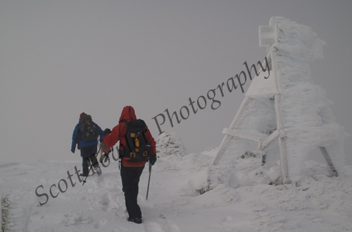 Trampers leaving the cold top