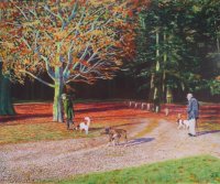 Dog walkers in the park