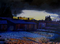 Winter dawn over the allotments in Gardiner street. Winter dawn over allotments