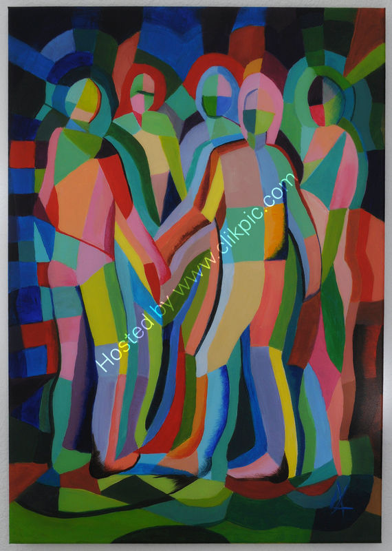 dancers, cubist, abstract, expresssive, colourful