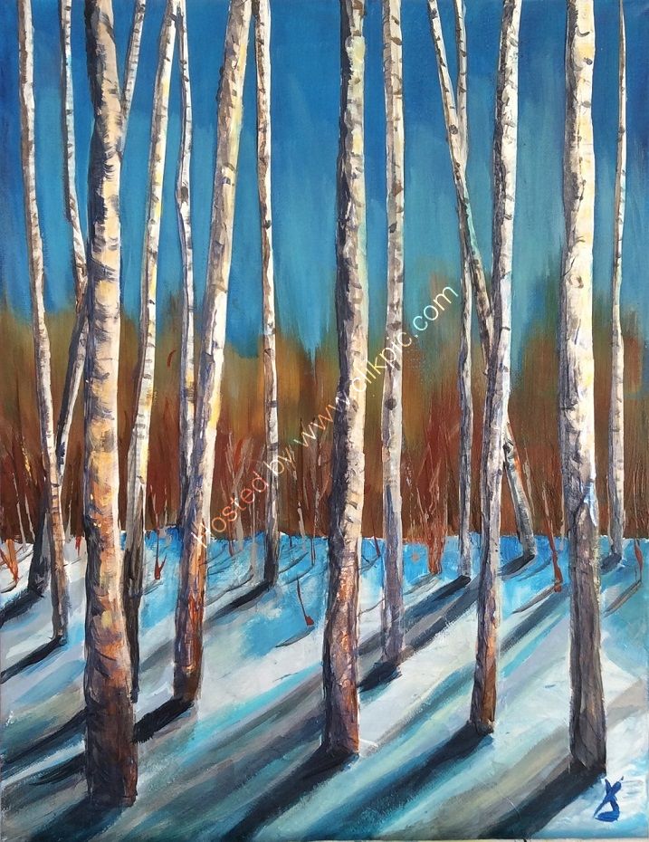 woodland, silver birch, new shoots, spring, winter, trees, collage