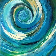 Vortex, blue, gold, green, swirl, colourful