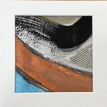 Tides of Change 1 small original mixed media painting in terracotta with blue, black, gold and white