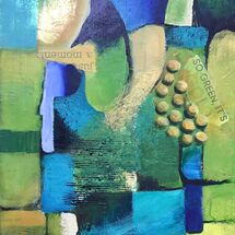 green, blue, gold, texture, abstract, contemporary, acrylic, painting