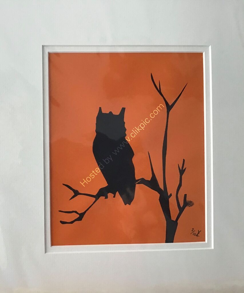 night owl, silhouette, print,