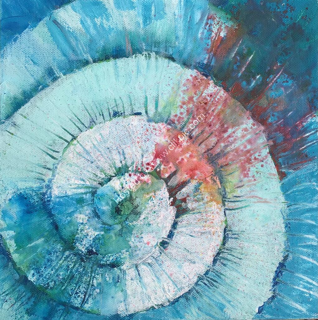 spiral,,blue, turquoise, red, abstract