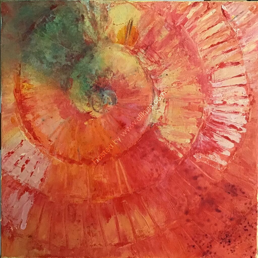 Abstract, red, yellow, orange, green, contemporary, original, spiral