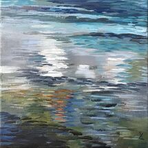 An abstract of shadowy reflections on Derwentwater Lake District