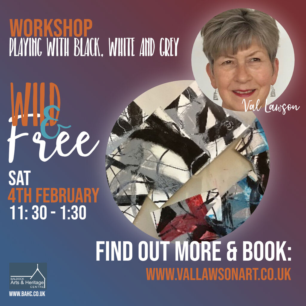 abstract painting workshop focused on design using black, white and grey