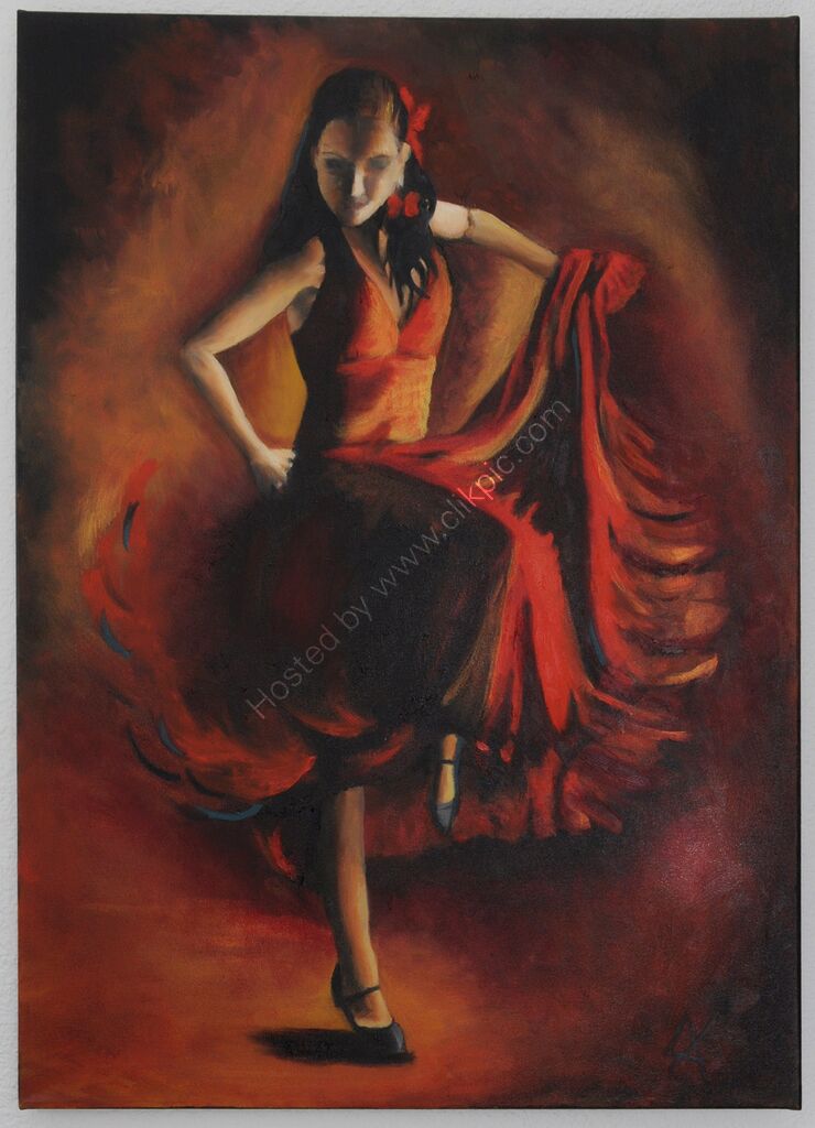 Art Print of Flamenco 1: the dramatic arms and swirling skirt of flamenco