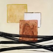 abstract, cream, rust, black, dark brown, lines, squares, textures