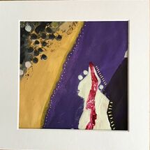 Purple Passion 5 rich mauve, gold, black, small mixed media painting