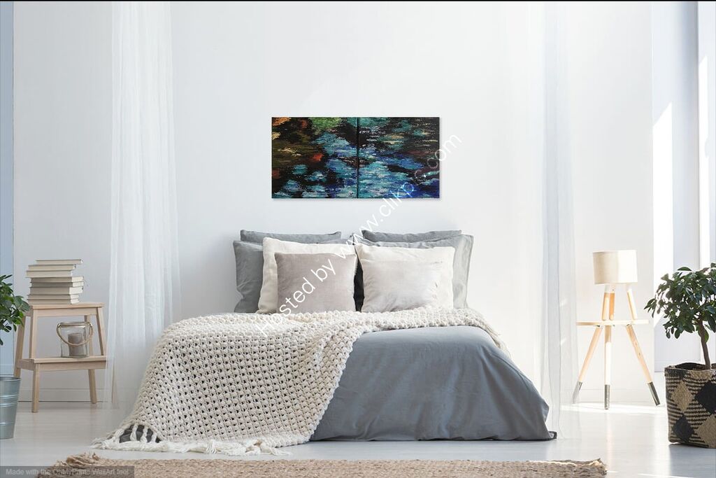Landscape of reflections in water from Quartet, shown on the wall