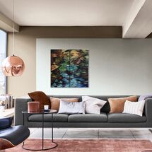 Reflections Quartet in situ NOT TO SCALE A four part painting of landscape reflecting into water