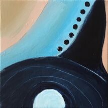 a small abstract using limited palette of complimentary colours with curved shapes