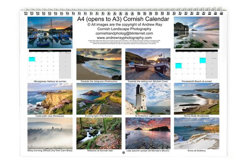 BACK COVER OF 2023 A4 (opens to A3) CORNISH CALENDAR