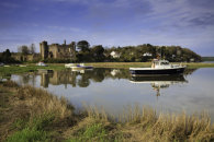 LAUGHARNE CASTLE AT HIGH TIDE