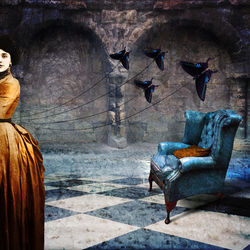'In her Shadows' Greeting Card