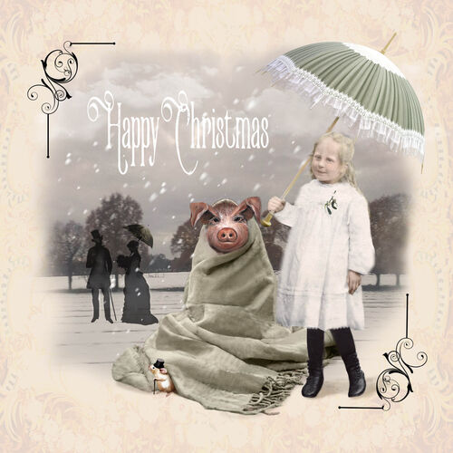 'Pig in Blanket' Victorian Greeting Card