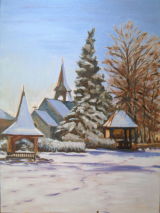 Hannington Village Green in Winter