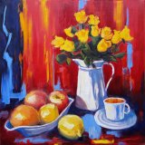 Fruit, Flowers and Coffee Cup (SOLD)