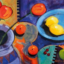 Red tulips in a Blue mood