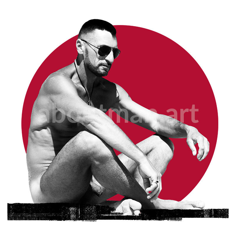 Red Circle - limited edition art photo, homoerotic photo, male nude photography for sale