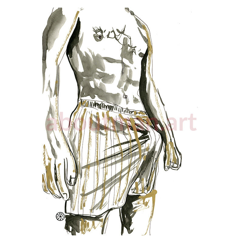 Morning Bulge - original male nude homoerotic art underwear bulge artwork for sale