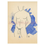 Man On Blue - original homoerotic artwork, erotic sketch on pencil, adult art, buy online
