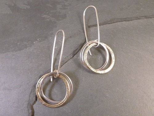Silver and brass ring earrings £22.50