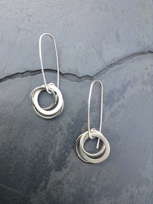 Triple ring silver earrings £29.50