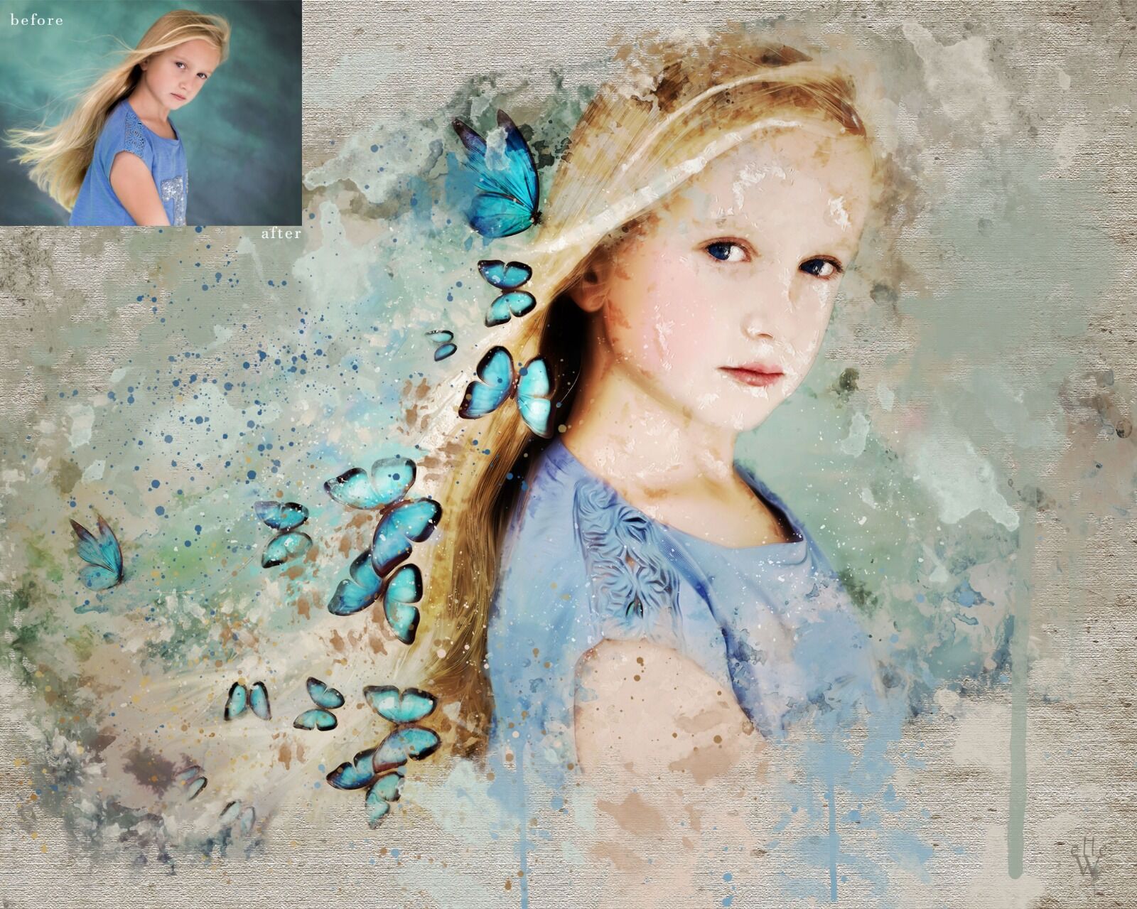 Before and after Mixed Art Effect - A Personalised present makes a Perfect Gift
